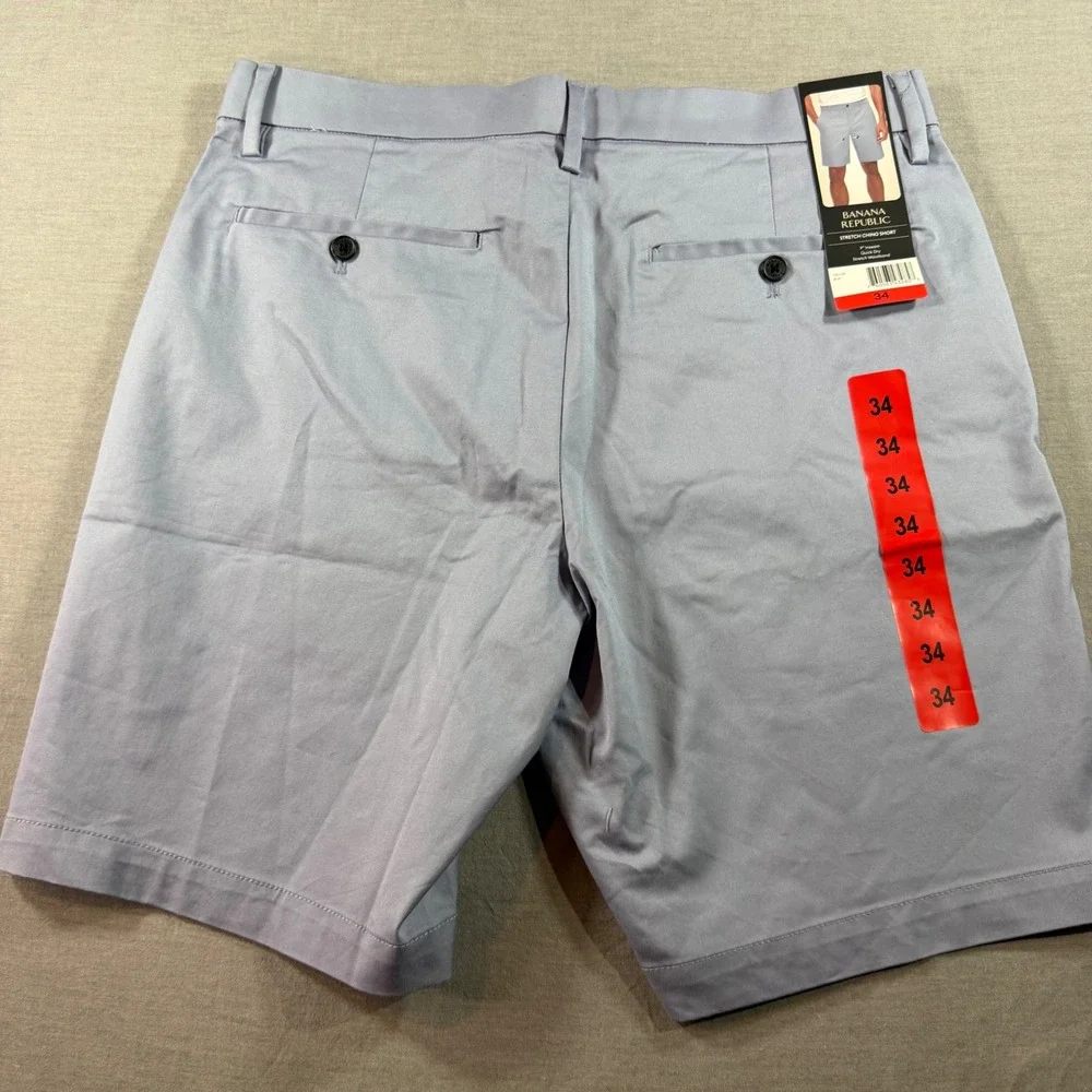 Banana Republic Stretch Chino Shorts Mens 34 Blue NEW Quick Dry 9